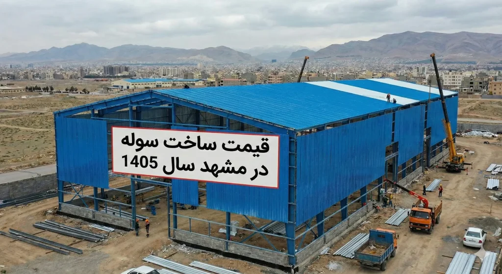 قیمت ساخت سوله فلزی در سال 1404 سازنده انواع اسکلت های فلزی و بهترین سوله سازی در مشهد https://manasooleh.ir/wp-content/uploads/2024/03/MANA-SOOLE.png